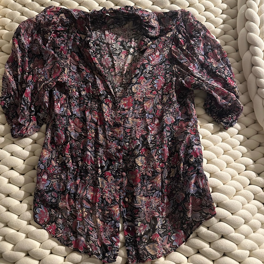 Zara floral button blouse. Xs.